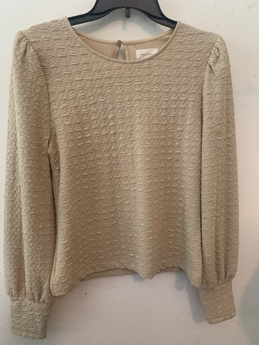 MELLODAY Light Tan Textured Long Sleeve Top